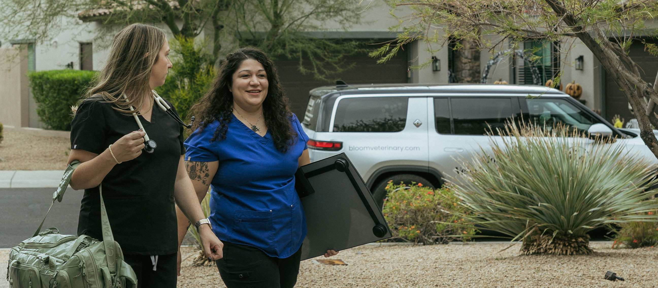 Bloom veterinary team outside the mobile vehicle in Detroit